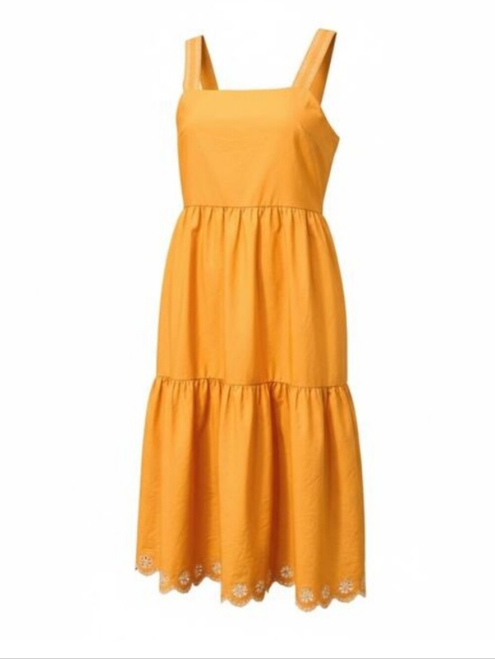 J.Crew Cotton Eyelet Tiered Cottagecore Sundress in Marigold Yellow Size 12